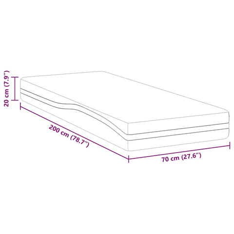 vidaXL Mattresses White, Grey 70 x 200 cm