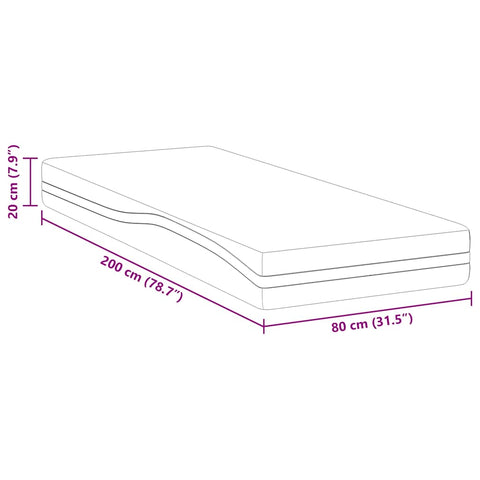 vidaXL Mattresses White, Grey 80 x 200 cm