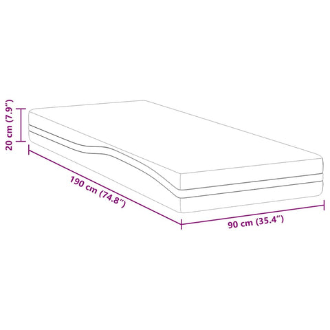 vidaXL Mattresses White, Grey 90 x 190 cm