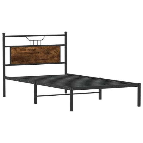 vidaXL Bed Frame without Mattress Smoked Oak 107x203 cm Engineered Wood
