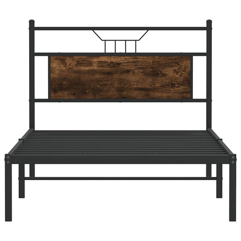 vidaXL Bed Frame without Mattress Smoked Oak 107x203 cm Engineered Wood