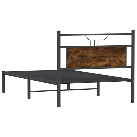 vidaXL Bed Frame without Mattress Smoked Oak 107x203 cm Engineered Wood
