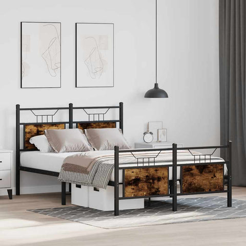 vidaXL Bed Frame without Mattress Smoked Oak 120x200 cm Engineered Wood