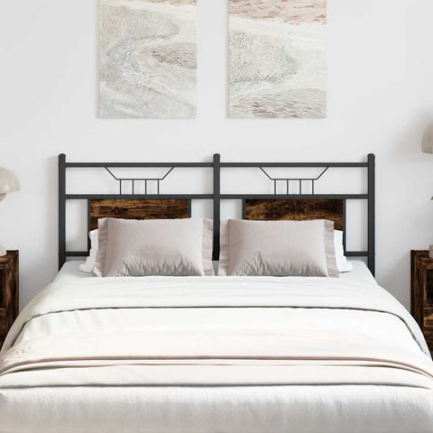vidaXL Headboard Smoked Oak 150 cm Engineered Wood and Steel
