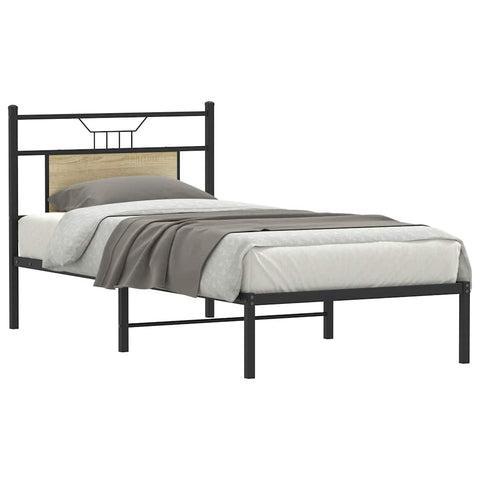 vidaXL Bed Frame without Mattress Sonoma Oak 90x190 cm Single Engineered Wood