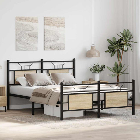 vidaXL Bed Frame without Mattress Sonoma Oak 140x190 cm Engineered Wood