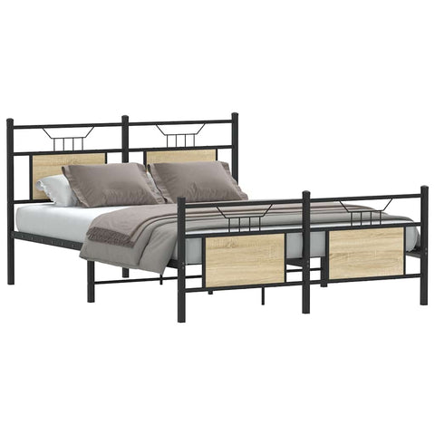 vidaXL Bed Frame without Mattress Sonoma Oak 140x190 cm Engineered Wood