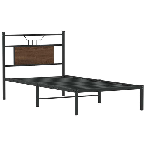 vidaXL Bed Frame without Mattress Brown Oak 75x190 cm Small Single Engineered Wood