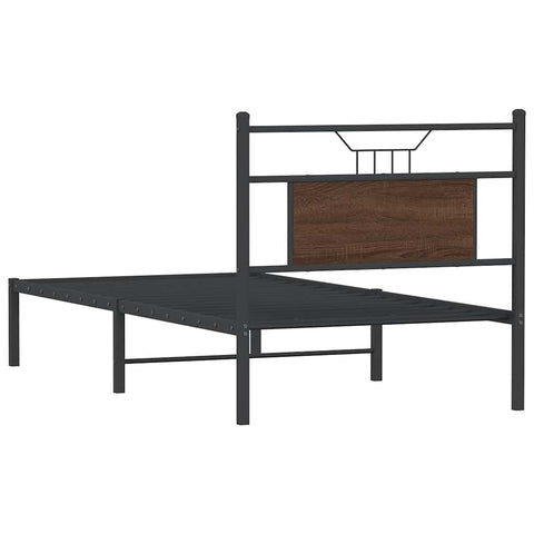 vidaXL Bed Frame without Mattress Brown Oak 75x190 cm Small Single Engineered Wood