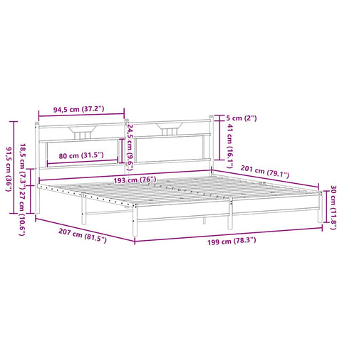 vidaXL Bed Frame without Mattress Brown Oak 193x201 cm Engineered Wood
