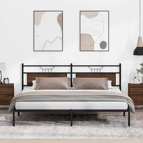 vidaXL Bed Frame without Mattress Brown Oak 200x200 cm Engineered Wood