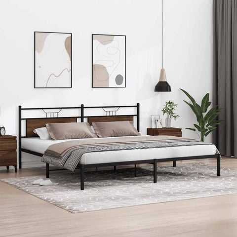 vidaXL Bed Frame without Mattress Brown Oak 200x200 cm Engineered Wood