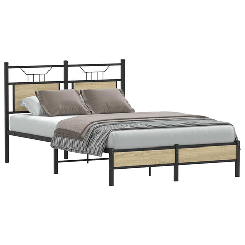 vidaXL Bed Frame without Mattress Sonoma Oak 120x190 cm Small Double Engineered Wood