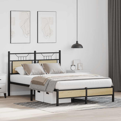 vidaXL Bed Frame without Mattress Sonoma Oak 120x190 cm Small Double Engineered Wood