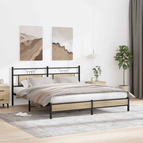 vidaXL Bed Frame without Mattress Sonoma Oak 183x213 cm Engineered Wood
