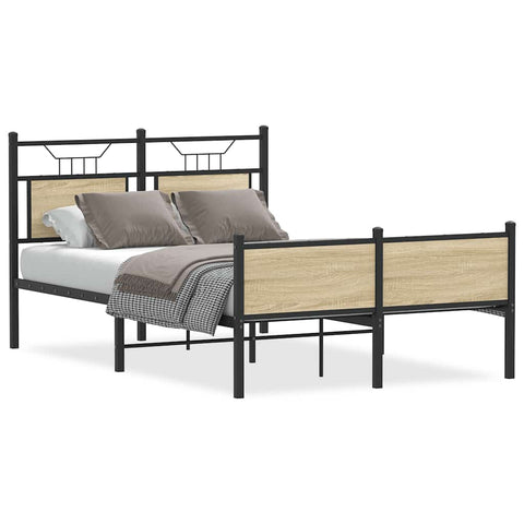 vidaXL Bed Frame without Mattress Sonoma Oak 120x190 cm Small Double Engineered Wood