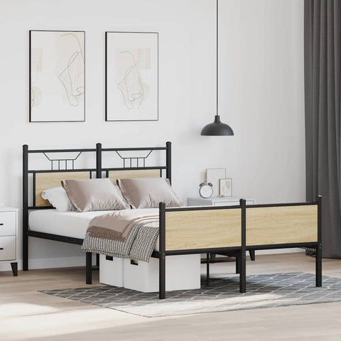 vidaXL Bed Frame without Mattress Sonoma Oak 120x190 cm Small Double Engineered Wood