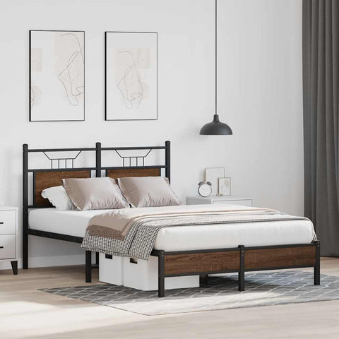 vidaXL Bed Frame without Mattress Brown Oak 120x200 cm Engineered Wood