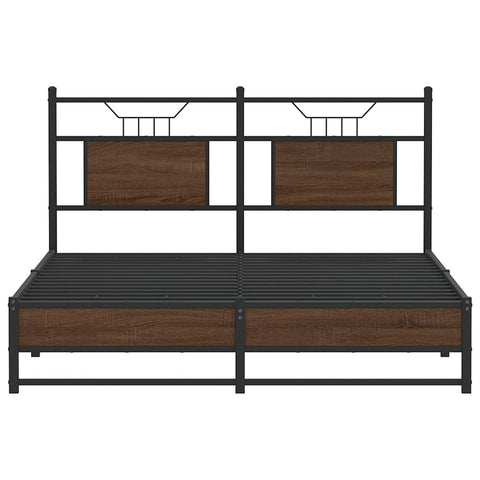 vidaXL Bed Frame without Mattress Brown Oak 150x200 cm King Size Engineered Wood