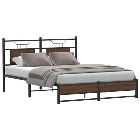 vidaXL Bed Frame without Mattress Brown Oak 150x200 cm King Size Engineered Wood