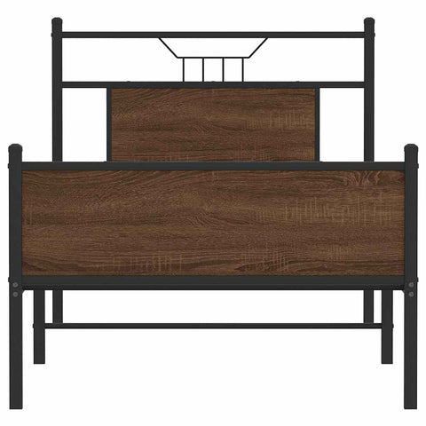 vidaXL Bed Frame without Mattress Brown Oak 90x190 cm Single Engineered Wood
