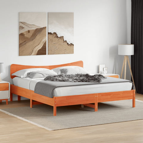 vidaXL Bed Frame without Mattress Wax Brown 200x200 cm Solid Wood Pine