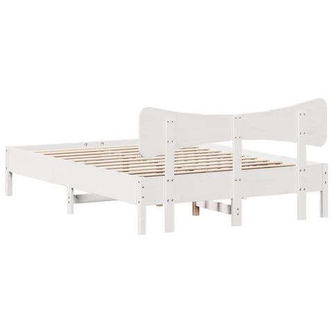 vidaXL Bed Frame without Mattress White 150x200 cm King Size Solid Wood Pine