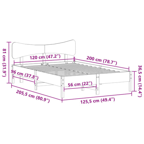 vidaXL Bed Frame without Mattress 120x200 cm Solid Wood Pine