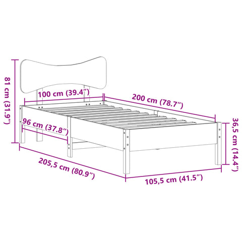 vidaXL Bed Frame without Mattress White 100x200 cm Solid Wood Pine