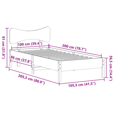 vidaXL Bed Frame without Mattress Wax Brown 100x200 cm Solid Wood Pine