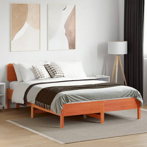 vidaXL Bed Frame without Mattress Wax Brown 140x190 cm Solid Wood Pine