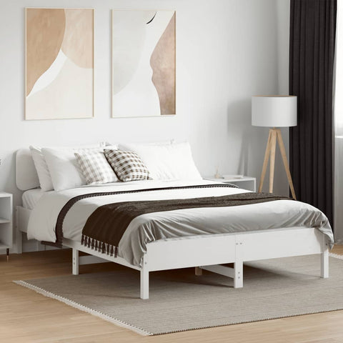 vidaXL Bed Frame without Mattress White 135x190 cm Double Solid Wood Pine