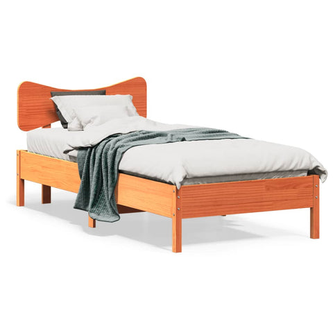 vidaXL Bed Frame without Mattress Wax Brown 90x190 cm Single Solid Wood Pine