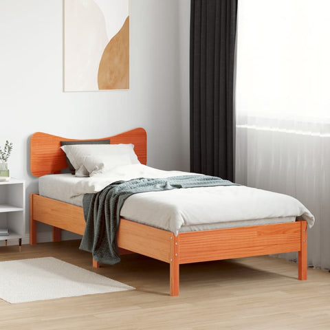 vidaXL Bed Frame without Mattress Wax Brown 75x190 cm Small Single Solid Wood Pine