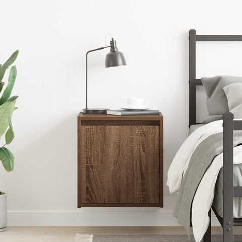 vidaXL Wall-Mounted Bedside Cabinet Brown Oak 38x34x40 cm