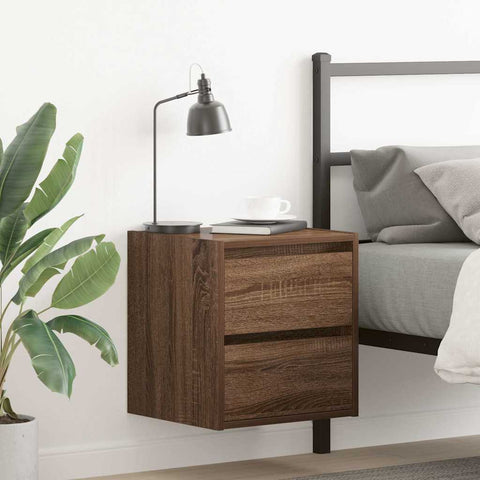 vidaXL Wall-mounted Bedside Cabinet Brown Oak 38x34x40 cm