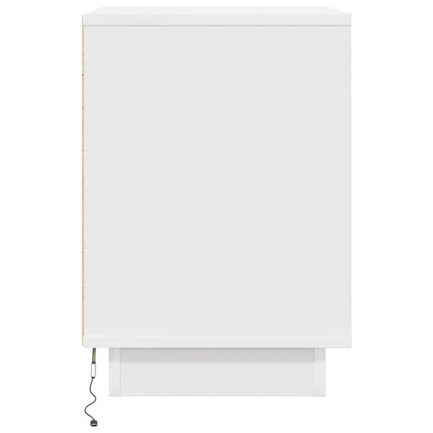 vidaXL Bedside Cabinet with LED Lights White 38x34x50 cm