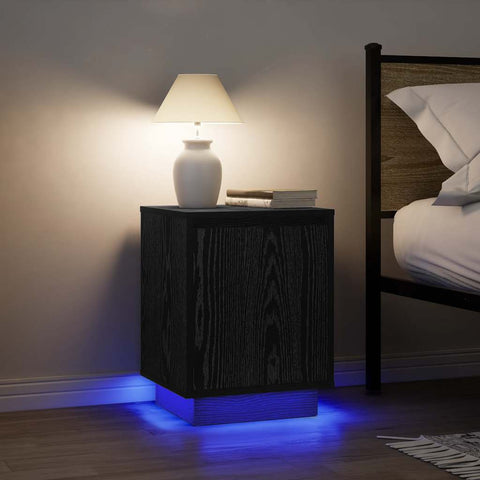 vidaXL Bedside Cabinet with LED Lights Black 38x34x50 cm
