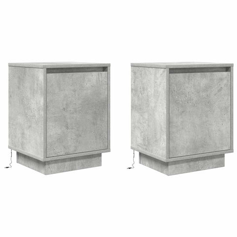 vidaXL Bedside Cabinets with LED Lights 2 pcs Concrete Grey 38x34x50 cm