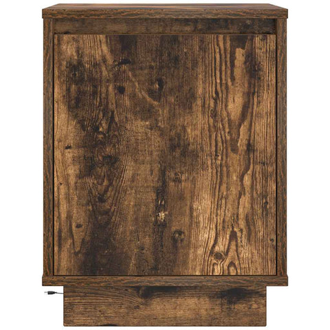 vidaXL Bedside Cabinet with LED Lights Smoked Oak 38x34x50 cm