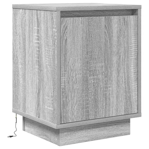 vidaXL Bedside Cabinet with LED Lights Grey Sonoma 38x34x50 cm