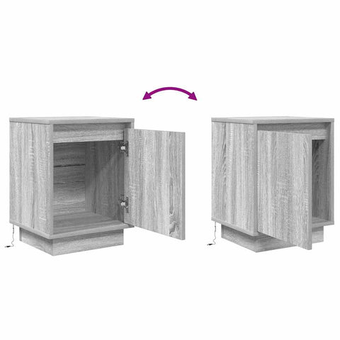 vidaXL Bedside Cabinet with LED Lights Grey Sonoma 38x34x50 cm