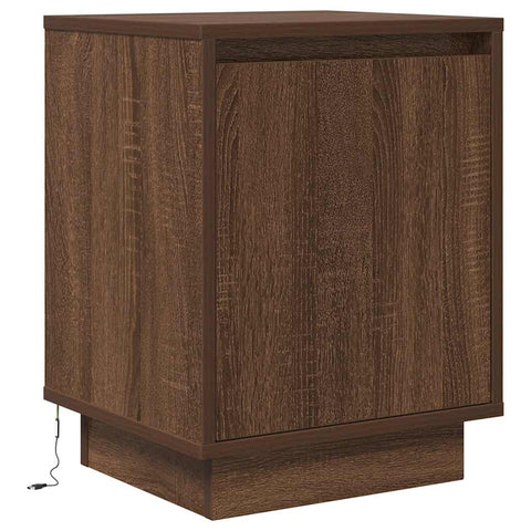 vidaXL Bedside Cabinet with LED Lights Brown Oak 38x34x50 cm