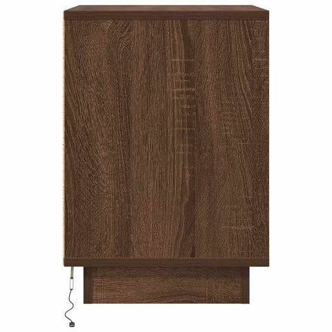 vidaXL Bedside Cabinet with LED Lights Brown Oak 38x34x50 cm