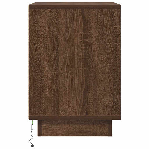 vidaXL Bedside Cabinets with LED Lights 2 pcs Brown Oak 38x34x50 cm