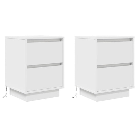 vidaXL Bedside Cabinets with LED Lights 2 pcs White 38x34x50 cm