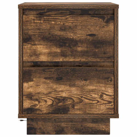 vidaXL Bedside Cabinet with LED Lights Smoked Oak 38x34x50 cm