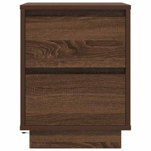 vidaXL Bedside Cabinet with LED Lights Brown Oak 38x34x50 cm