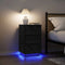 vidaXL Bedside Cabinet with LED Lights Black 38x34x65 cm