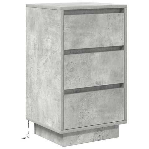 vidaXL Bedside Cabinet with LED Lights Concrete Grey 38x34x65 cm